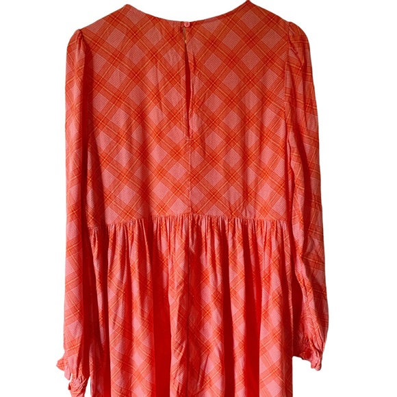 NWT BP Pink Orange Flannel Print Long Sleeve Knee Length Dress Size M - Picture 11 of 13